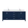 Jacques 80 in. W x 22 in. D Navy Blue Bath Vanity, Cultured Marble Top, and Faucet Set