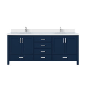 Jacques 80 in. W x 22 in. D Navy Blue Bath Vanity, Cultured Marble Top, and Faucet Set