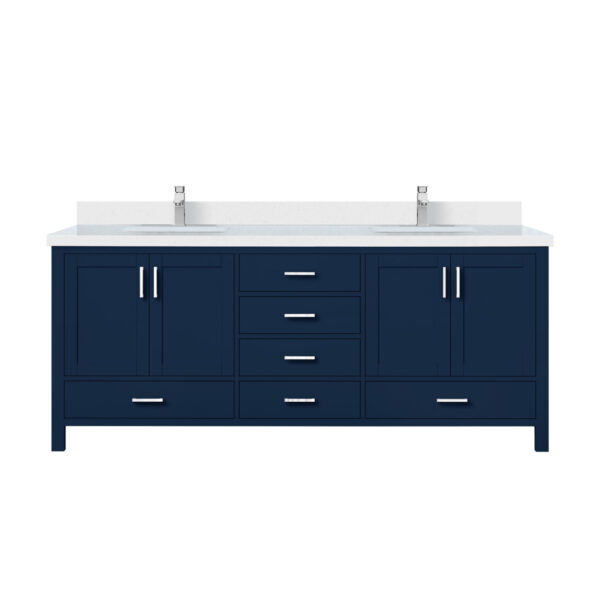 Jacques 80 in. W x 22 in. D Navy Blue Bath Vanity, Cultured Marble Top, and Faucet Set