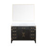 Laurel 48W x 22D Black Oak Single Bath Vanity, Carrara Marble Top, and 46Mirror