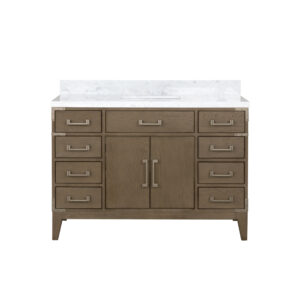 Laurel 48W x 22D Grey Oak Single Bath Vanity and Carrara Marble Top