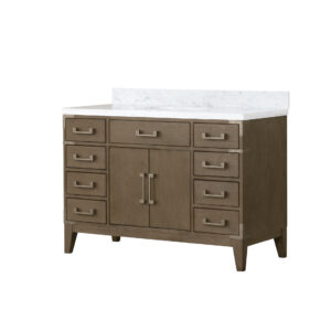 Laurel 48W x 22D Grey Oak Single Bath Vanity and Carrara Marble Top