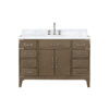 Laurel 48W x 22D Grey Oak Single Bath Vanity, Carrara Marble Top, and Faucet Set