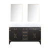 Laurel 60W x 22D Black Oak Double Bath Vanity, Carrara Marble Top, and 28Mirrors