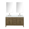 Laurel 60W x 22D Grey Oak Double Bath Vanity, Carrara Marble Top, Faucet Set, and 28Mirrors