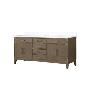 Laurel 72W x 22D Grey Oak Double Bath Vanity and Carrara Marble Top