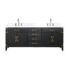 Laurel 80W x 22D Black Oak Double Bath Vanity, Carrara Marble Top, and Faucet Set