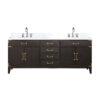 Laurel 80W x 22D Brown Oak Double Bath Vanity, Carrara Marble Top, and Faucet Set