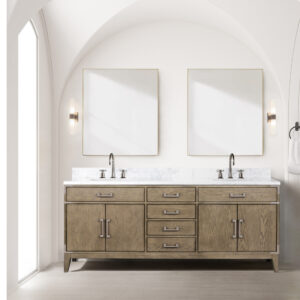 Laurel 80W x 22D Grey Oak Double Bath Vanity and Carrara Marble Top