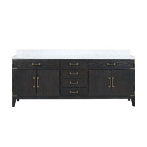 Laurel 84W x 22D Black Oak Double Bath Vanity and Carrara Marble Top