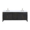 Laurel 84W x 22D Black Oak Double Bath Vanity, Carrara Marble Top, and Faucet Set