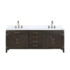 Laurel 84W x 22D Brown Oak Double Bath Vanity, Carrara Marble Top, and Faucet Set