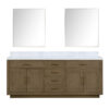 Abbey 84W x 22D Grey Oak Double Bath Vanity, Carrara Marble Top, and 36Mirrors