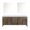 Laurel 84W x 22D Grey Oak Double Bath Vanity, Carrara Marble Top, and 36Mirrors