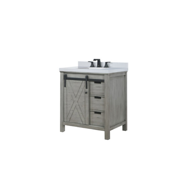 Marsyas 30W x 22D Ash Grey Bath Vanity, Cultured Marble Countertop and Faucet Set