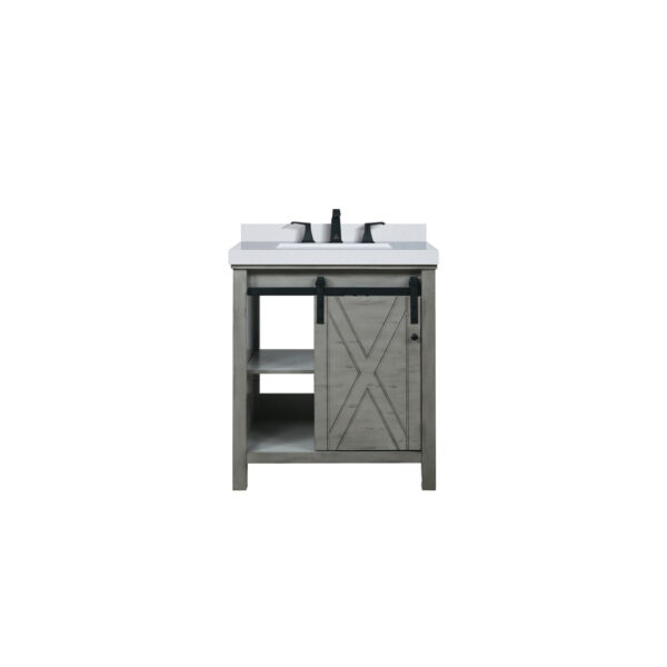 Marsyas 30W x 22D Ash Grey Bath Vanity, Cultured Marble Countertop and Faucet Set