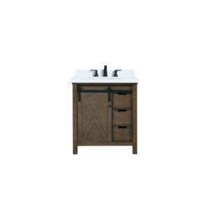 Marsyas 30W x 22D Rustic Brown Bath Vanity, Cultured Marble Countertop and Faucet Set