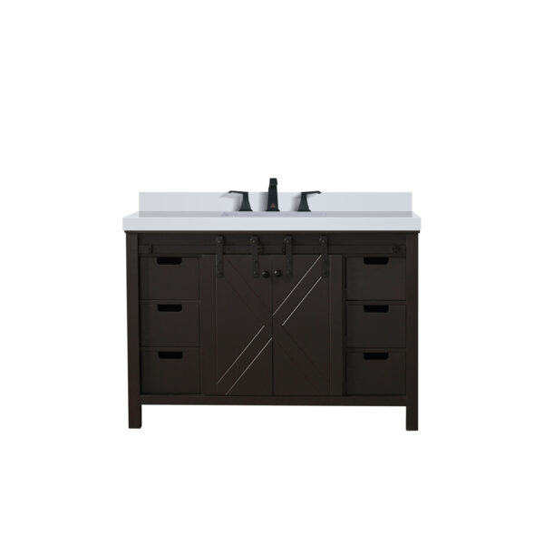 Marsyas 48W x 22D Brown Bath Vanity, Cultured Marble Countertop and Faucet Set