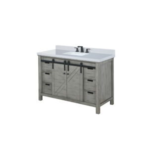 Marsyas 48W x 22D Ash Grey Bath Vanity, White Quartz Countertop and Faucet Set