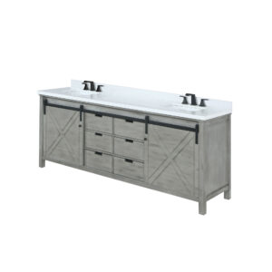 Marsyas 80W x 22D Ash Grey Double Bath Vanity, Cultured Marble Countertop and Faucet Set