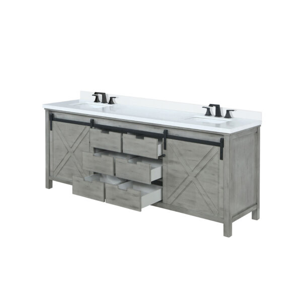 Marsyas 80W x 22D Ash Grey Double Bath Vanity, Cultured Marble Countertop and Faucet Set