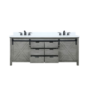 Marsyas 80W x 22D Ash Grey Double Bath Vanity, Cultured Marble Countertop and Faucet Set