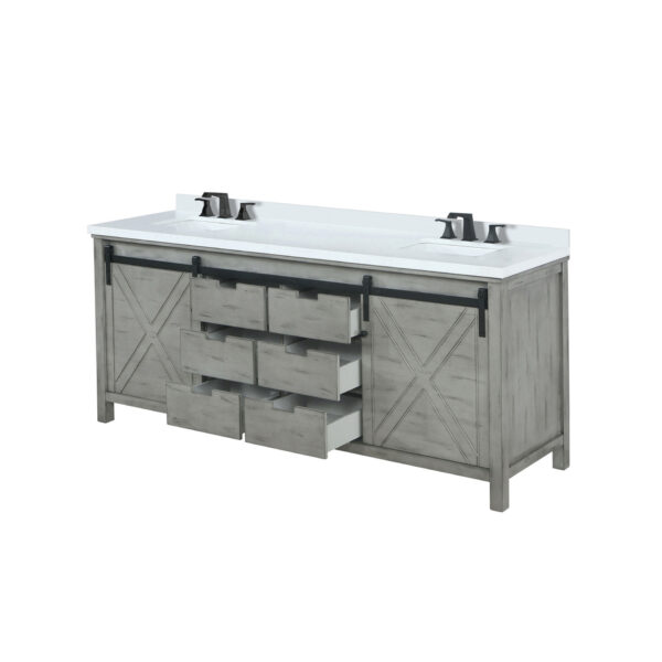 Marsyas 84W x 22D Ash Grey Double Bath Vanity, Cultured Marble Countertop and Faucet Set