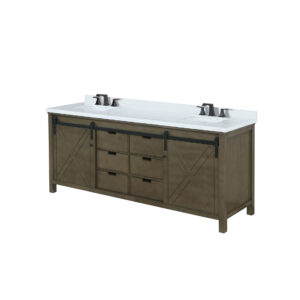 Marsyas 84W x 22D Rustic Brown Double Bath Vanity, Cultured Marble Countertop and Faucet Set