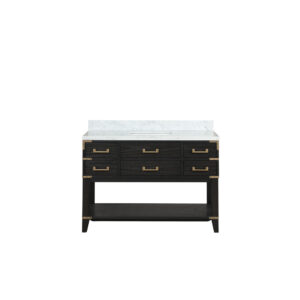 Norwalk 48W x 22D Black Oak Single Bath Vanity and Carrara Marble Top