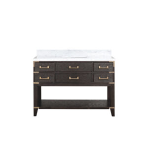 Norwalk 48W x 22D Brown Oak Single Bath Vanity and Carrara Marble Top