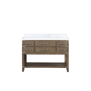 Norwalk 48W x 22D Grey Oak Single Bath Vanity and Carrara Marble Top