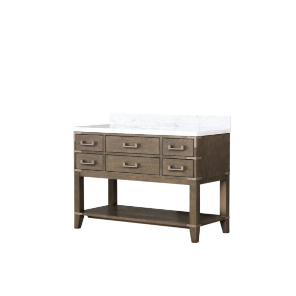 Norwalk 48W x 22D Grey Oak Single Bath Vanity and Carrara Marble Top