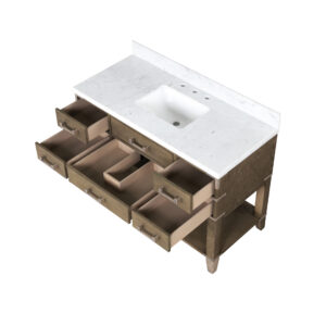 Norwalk 48W x 22D Grey Oak Single Bath Vanity and Carrara Marble Top