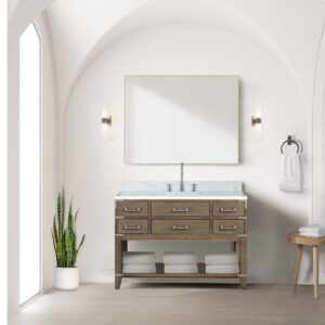 Norwalk 48W x 22D Grey Oak Single Bath Vanity and Carrara Marble Top