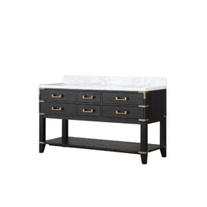 Norwalk 60W x 22D Black Oak Double Bath Vanity and Carrara Marble Top