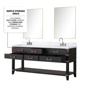 Norwalk 72W x 22D Brown Oak Double Bath Vanity and Carrara Marble Top