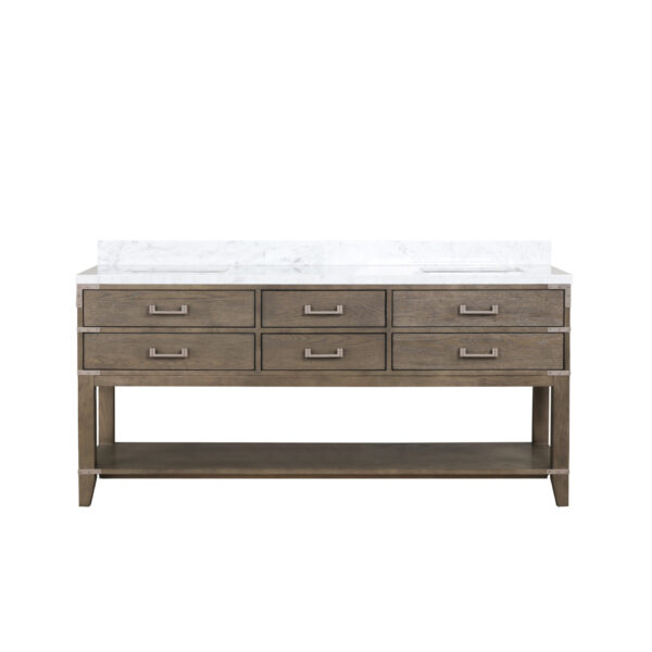 Norwalk 72W x 22D Grey Oak Double Bath Vanity and Carrara Marble Top