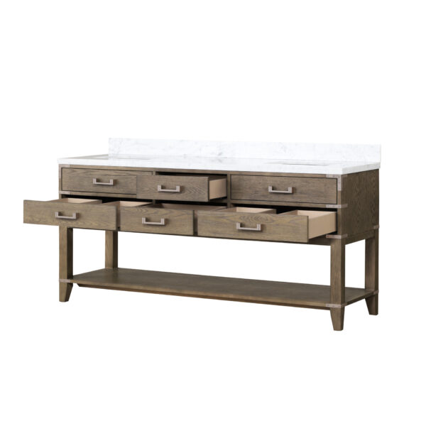 Norwalk 72W x 22D Grey Oak Double Bath Vanity and Carrara Marble Top