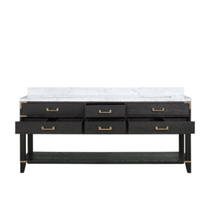 Norwalk 80W x 22D Black Oak Double Bath Vanity and Carrara Marble Top