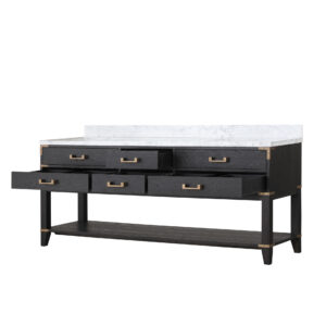 Norwalk 80W x 22D Black Oak Double Bath Vanity and Carrara Marble Top