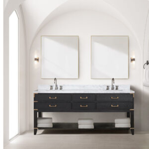 Norwalk 80W x 22D Black Oak Double Bath Vanity and Carrara Marble Top