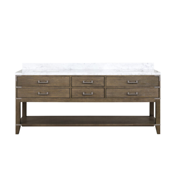 Norwalk 80W x 22D Grey Oak Double Bath Vanity and Carrara Marble Top