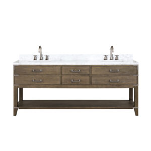 Norwalk 80W x 22D Grey Oak Double Bath Vanity, Carrara Marble Top, and Faucet Set