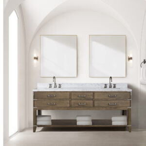 Norwalk 80W x 22D Grey Oak Double Bath Vanity and Carrara Marble Top