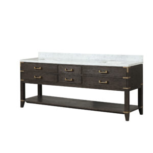 Norwalk 84W x 22D Brown Oak Double Bath Vanity and Carrara Marble Top