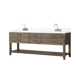 Norwalk 84W x 22D Grey Oak Double Bath Vanity, Carrara Marble Top, and Faucet Set