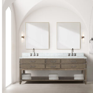 Norwalk 84W x 22D Grey Oak Double Bath Vanity and Carrara Marble Top