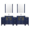 Volez 108W x 18.25D Navy Blue Double Bath Vanity with Side Cabinets, White Ceramic Top, 34Mirrors, and Faucet Set