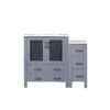 Volez 42W x 18.25D Dark Grey Single Bath Vanity with Side Cabinet, and White Ceramic Top