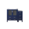 Volez 48W x 18.25D Navy Blue Single Bath Vanity with Side Cabinet, and White Ceramic Top